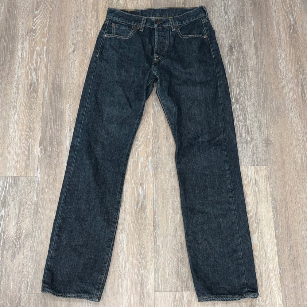 Levi's 501 Original Fit Straight Leg Jeans Dark Indigo Wash W27 L30 - Picture 2 of 7